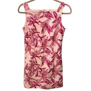 Lilly Pulitzer Vintage white label pinks red floral print shift sun dress 4